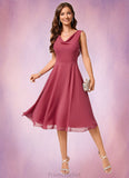 Maddison A-line Cowl Knee-Length Chiffon Cocktail Dress With Ruffle STAP0022232