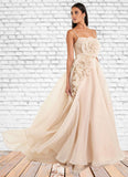 Emelia Nora Champagne Floral Gown Atelier Dresses | Azazie STAP0022899