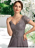 Ainsley A-line V-Neck Floor-Length Chiffon Lace Mother of the Bride Dress STA126P0014532