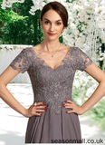Ainsley A-line V-Neck Floor-Length Chiffon Lace Mother of the Bride Dress STA126P0014532