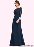 Pam A-Line Scoop Neck Floor-Length Chiffon Lace Mother of the Bride Dress With Ruffle Beading Sequins STA126P0014536