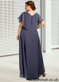 Savannah A-Line V-neck Asymmetrical Chiffon Mother of the Bride Dress With Beading Sequins STA126P0014541