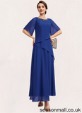 Kristen A-Line Scoop Neck Ankle-Length Chiffon Mother of the Bride Dress With Beading STA126P0014544