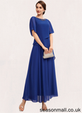 Kristen A-Line Scoop Neck Ankle-Length Chiffon Mother of the Bride Dress With Beading STA126P0014544