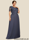 Paola A-Line Scoop Neck Floor-Length Chiffon Lace Mother of the Bride Dress STA126P0014568