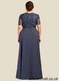 Paola A-Line Scoop Neck Floor-Length Chiffon Lace Mother of the Bride Dress STA126P0014568