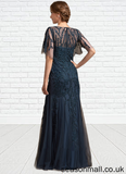 Jillian Trumpet/Mermaid Scoop Neck Floor-Length Tulle Lace Mother of the Bride Dress With Sequins STA126P0014625
