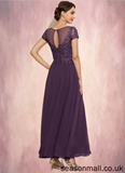Eva A-Line Scoop Neck Ankle-Length Chiffon Lace Mother of the Bride Dress With Sequins STA126P0014626