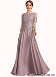 Claire A-Line Scoop Neck Floor-Length Chiffon Lace Mother of the Bride Dress STA126P0014628