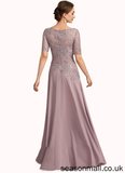 Claire A-Line Scoop Neck Floor-Length Chiffon Lace Mother of the Bride Dress STA126P0014628