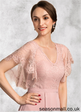 Ariel A-line V-Neck Ankle-Length Chiffon Lace Mother of the Bride Dress STA126P0014636