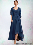 Mattie A-Line Sweetheart Asymmetrical Chiffon Lace Mother of the Bride Dress With Ruffle Beading Sequins STA126P0014663