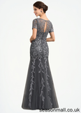 Kaylee Trumpet/Mermaid Scoop Neck Floor-Length Tulle Lace Mother of the Bride Dress With Beading Sequins STA126P0014767