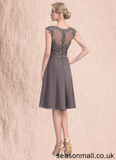 Anya A-Line Scoop Neck Knee-Length Chiffon Lace Mother of the Bride Dress STA126P0014790