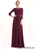 Liz A-Line Scoop Neck Floor-Length Chiffon Lace Mother of the Bride Dress With Ruffle Beading Sequins STA126P0014792