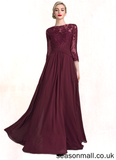 Liz A-Line Scoop Neck Floor-Length Chiffon Lace Mother of the Bride Dress With Ruffle Beading Sequins STA126P0014792