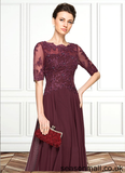 Nina A-Line Scoop Neck Floor-Length Chiffon Lace Mother of the Bride Dress With Beading Sequins STA126P0014810