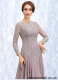 Janelle A-Line Scoop Neck Sweep Train Chiffon Lace Mother of the Bride Dress With Sequins STA126P0014819