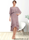 Zion Sheath/Column Scoop Neck Asymmetrical Chiffon Mother of the Bride Dress With Ruffle Lace Sequins STA126P0014826