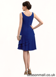 Zoe A-Line Scoop Neck Knee-Length Chiffon Mother of the Bride Dress With Cascading Ruffles STA126P0014884