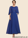 Kaylynn A-Line Scoop Neck Ankle-Length Chiffon Lace Mother of the Bride Dress STA126P0014953