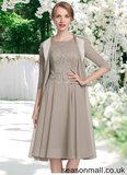 Yaritza A-Line Scoop Neck Knee-Length Chiffon Lace Mother of the Bride Dress STA126P0014955