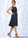 Jade A-Line Scoop Neck Knee-Length Chiffon Mother of the Bride Dress STA126P0014957