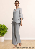 Paisley Jumpsuit/Pantsuit Scoop Neck Ankle-Length Chiffon Mother of the Bride Dress STA126P0014958