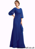 Riya A-Line Scoop Neck Floor-Length Chiffon Mother of the Bride Dress With Ruffle Beading STA126P0014963