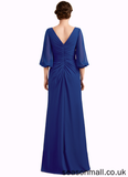 Riya A-Line Scoop Neck Floor-Length Chiffon Mother of the Bride Dress With Ruffle Beading STA126P0014963