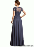 Aliyah A-Line V-neck Floor-Length Chiffon Lace Mother of the Bride Dress With Sequins STA126P0014964