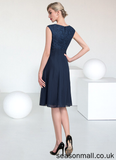 Natalie A-Line Scoop Neck Knee-Length Chiffon Lace Mother of the Bride Dress With Ruffle STA126P0014966