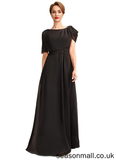 Meredith A-Line Scoop Neck Floor-Length Chiffon Mother of the Bride Dress With Ruffle Beading STA126P0014970