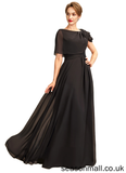 Meredith A-Line Scoop Neck Floor-Length Chiffon Mother of the Bride Dress With Ruffle Beading STA126P0014970