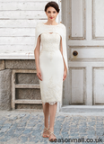 Susie Sheath/Column Sweetheart Knee-Length Lace Stretch Crepe Mother of the Bride Dress With Beading STA126P0014973