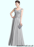 Marie A-Line V-neck Floor-Length Chiffon Mother of the Bride Dress With Appliques Lace STA126P0014974