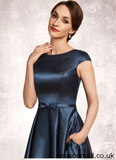 Mckenna A-Line Scoop Neck Asymmetrical Satin Mother of the Bride Dress With Bow(s) Pockets STA126P0014976
