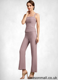 Lydia Jumpsuit/Pantsuit Square Neckline Ankle-Length Chiffon Mother of the Bride Dress With Ruffle STA126P0014984
