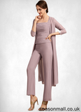 Lydia Jumpsuit/Pantsuit Square Neckline Ankle-Length Chiffon Mother of the Bride Dress With Ruffle STA126P0014984