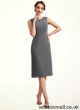 Stella Sheath/Column Scoop Neck Knee-Length Chiffon Mother of the Bride Dress With Lace STA126P0014986