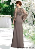 Priscilla Sheath/Column Scoop Neck Floor-Length Chiffon Lace Mother of the Bride Dress STA126P0014996