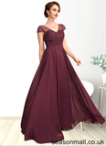 Maritza A-Line V-neck Floor-Length Chiffon Mother of the Bride Dress With Beading Sequins STA126P0015028