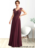 Maritza A-Line V-neck Floor-Length Chiffon Mother of the Bride Dress With Beading Sequins STA126P0015028