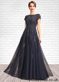 Erika A-Line Scoop Neck Floor-Length Tulle Lace Mother of the Bride Dress With Beading STA126P0015029