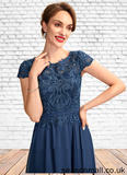 Athena A-Line Scoop Neck Tea-Length Chiffon Lace Mother of the Bride Dress STA126P0015032