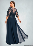 Pancy Sheath/Column V-Neck Floor-Length Chiffon Lace Mother of the Bride Dress With Sequins STAP0021643