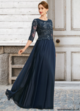 Delaney A-line Scoop Floor-Length Chiffon Lace Mother of the Bride Dress With Sequins STAP0021651