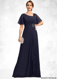 Brynn A-line Asymmetrical Floor-Length Chiffon Mother of the Bride Dress With Beading Pleated Sequins STAP0021660