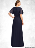 Brynn A-line Asymmetrical Floor-Length Chiffon Mother of the Bride Dress With Beading Pleated Sequins STAP0021660