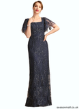 Jakayla Sheath/Column Square Floor-Length Lace Mother of the Bride Dress With Sequins STAP0021665